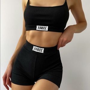 Letter Graphic ANGEL Shorts Lingerie Set